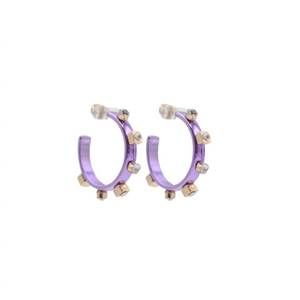NEW SMITH & CO women's metallic metal hoop earring in purple